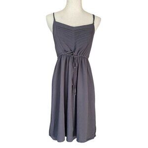OLD NAVY - Gray Waist-Defined Embroidered Pleated Adjustable Strap Midi Dress S